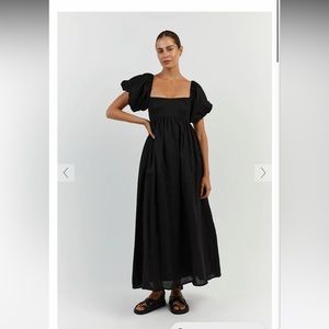 NWT - Dissh MONTY BLACK LINEN MIDI DRESS